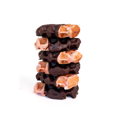 Bruges 6-Pack: Strawberry Dipped Chocolate Liège Waffles — Dark Chocolate Strawberry