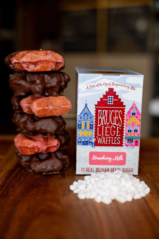 Bruges 6-Pack: Strawberry Milk Chocolate Liège Waffle