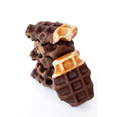 Bruges 6-Pack: Vanilla Dipped Chocolate Liège Waffles — Milk Chocolate Vanilla