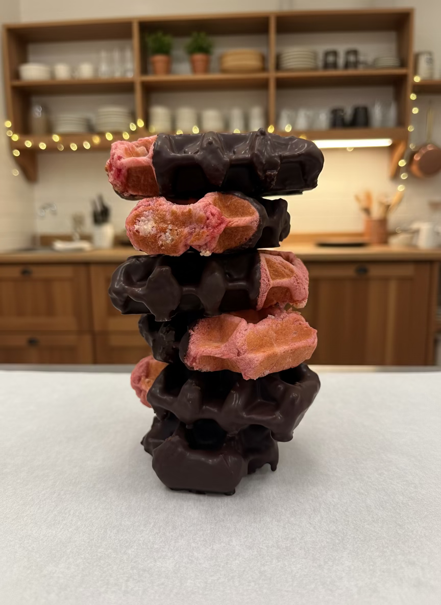 Bruges 6-Pack: Strawberry Dark Chocolate Liège Waffle
