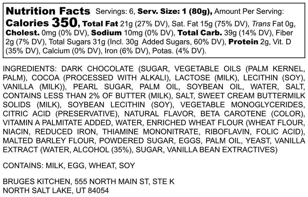 Bruges 6-Pack: Dark Chocolate Liège Waffle