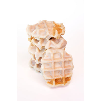 Bruges 6-Pack: Vanilla Dipped Chocolate Liège Waffles — White Chocolate Vanilla