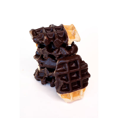 Bruges 6-Pack: Vanilla Dipped Chocolate Liège Waffles — Dark Chocolate Vanilla